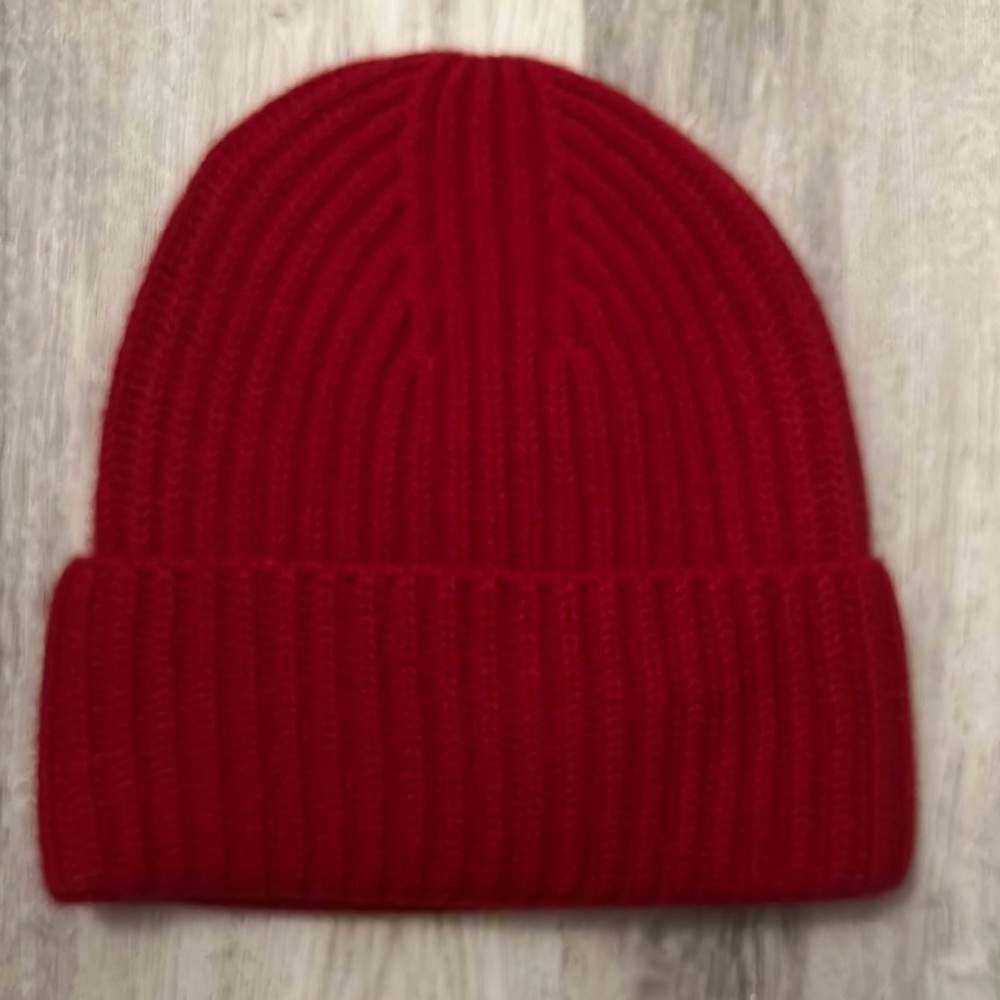 Cashmere Cozy Red Knit Scarf and Hat Set